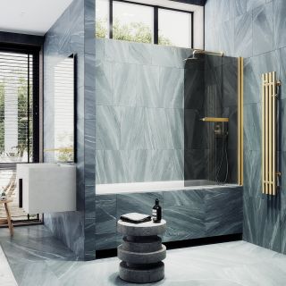 Шторка на ванну MaybahGlass MGV-785-3 70см золото